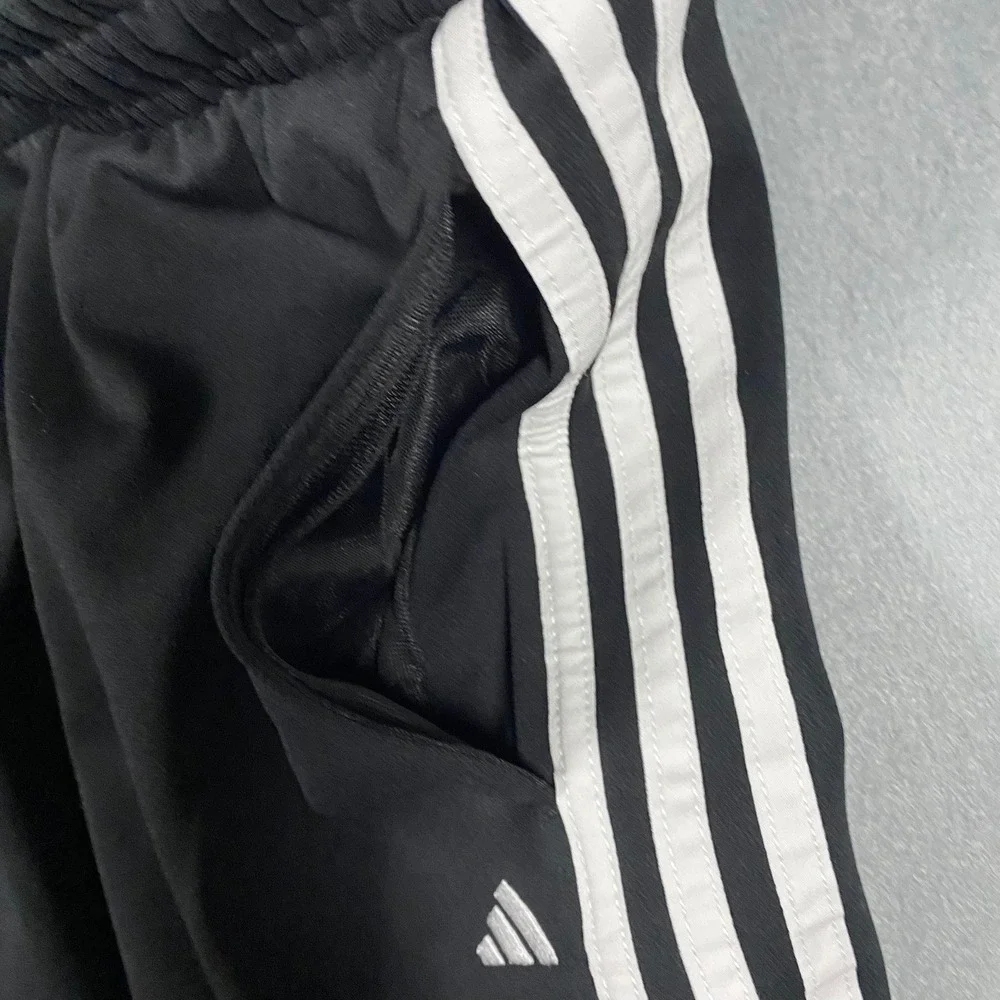 Adidas Mens Black White Three‎ Stripe Athletic Track Pants Elastic Waist XL